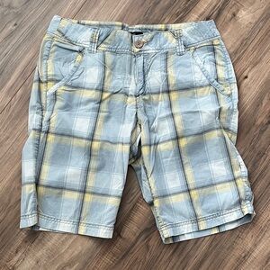 Women's Plaid Blue and Yellow Shorts